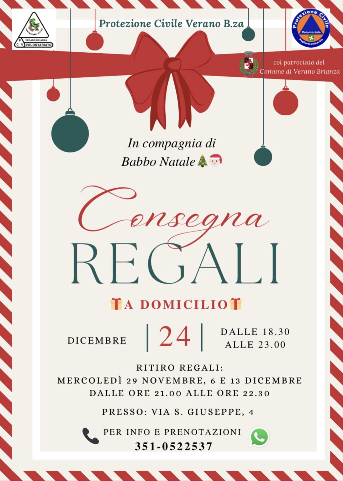 consegna doni_natale_protezione civile_verano brianza_domicilio